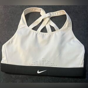 Nike White Sports Bra with Black Underband and Strappy Back
